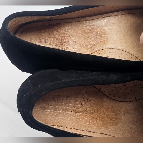 Ralph Lauren Berdine Black Suede Fur Leopard Driving Loafer Size 6.5B - Picture 12 of 13